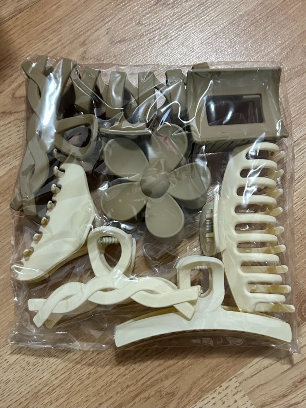 Matte Neutral Hair Claw Clip Set - Beige & Taupe 8-Piece Bundle